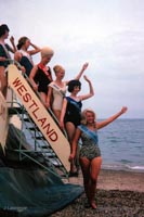 The SRN2 on the Southsea to Ryde route - Girls on the steps for a promotional photo (Pat Lawrence).